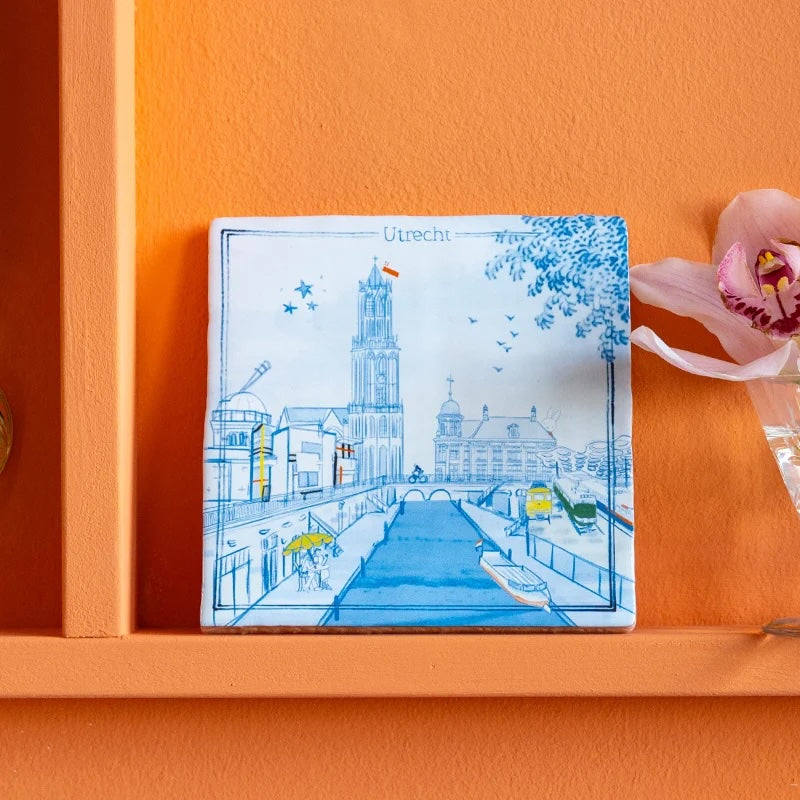 StoryTiles Utrecht in 'n Oogopslag 10 x 10 tegeltje met illustratie van Utrecht