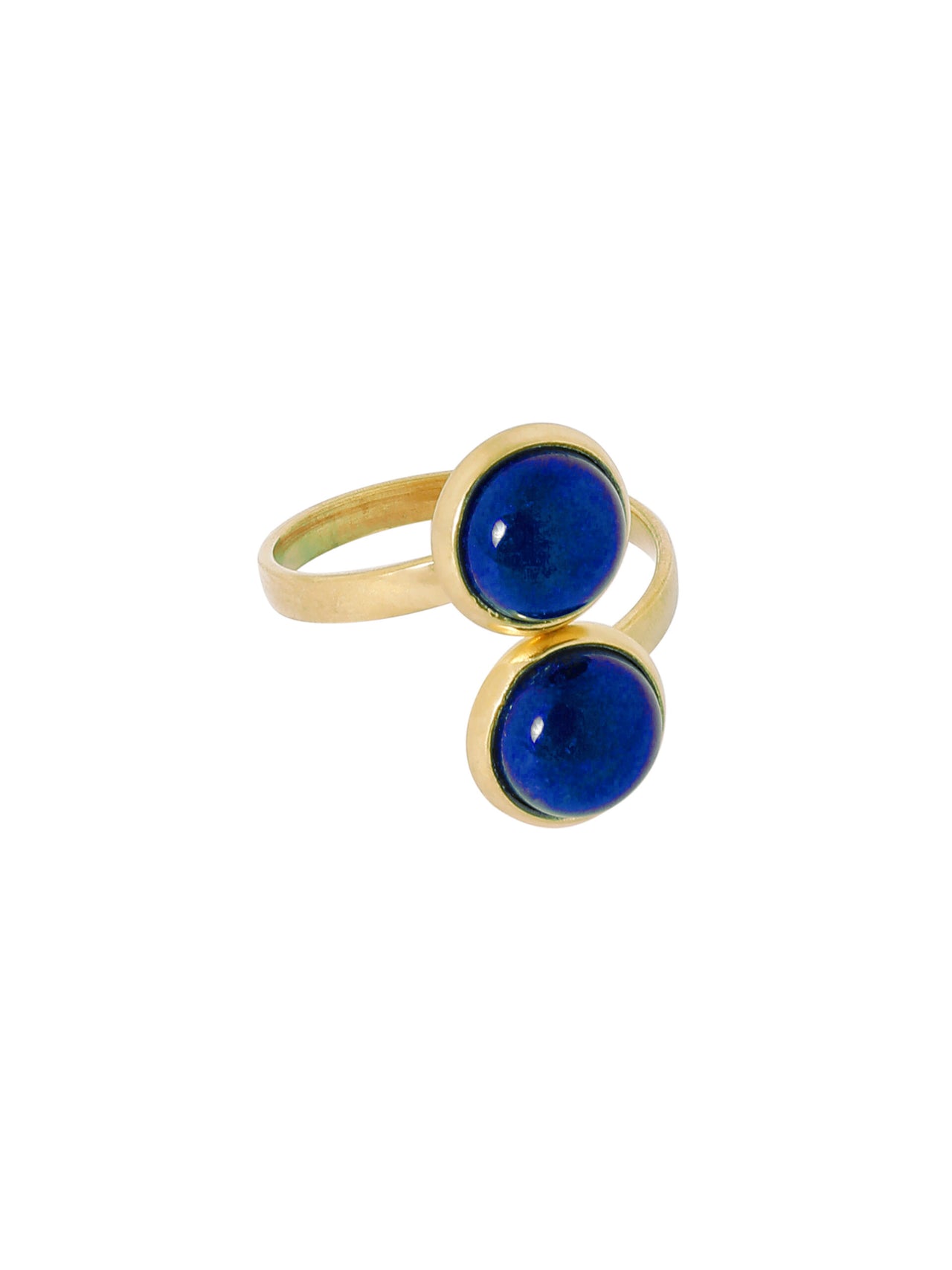 VERGULDE RING MET 2 GEMSTONES / MORE COLOURS blauw - LEEF mode en accessoires