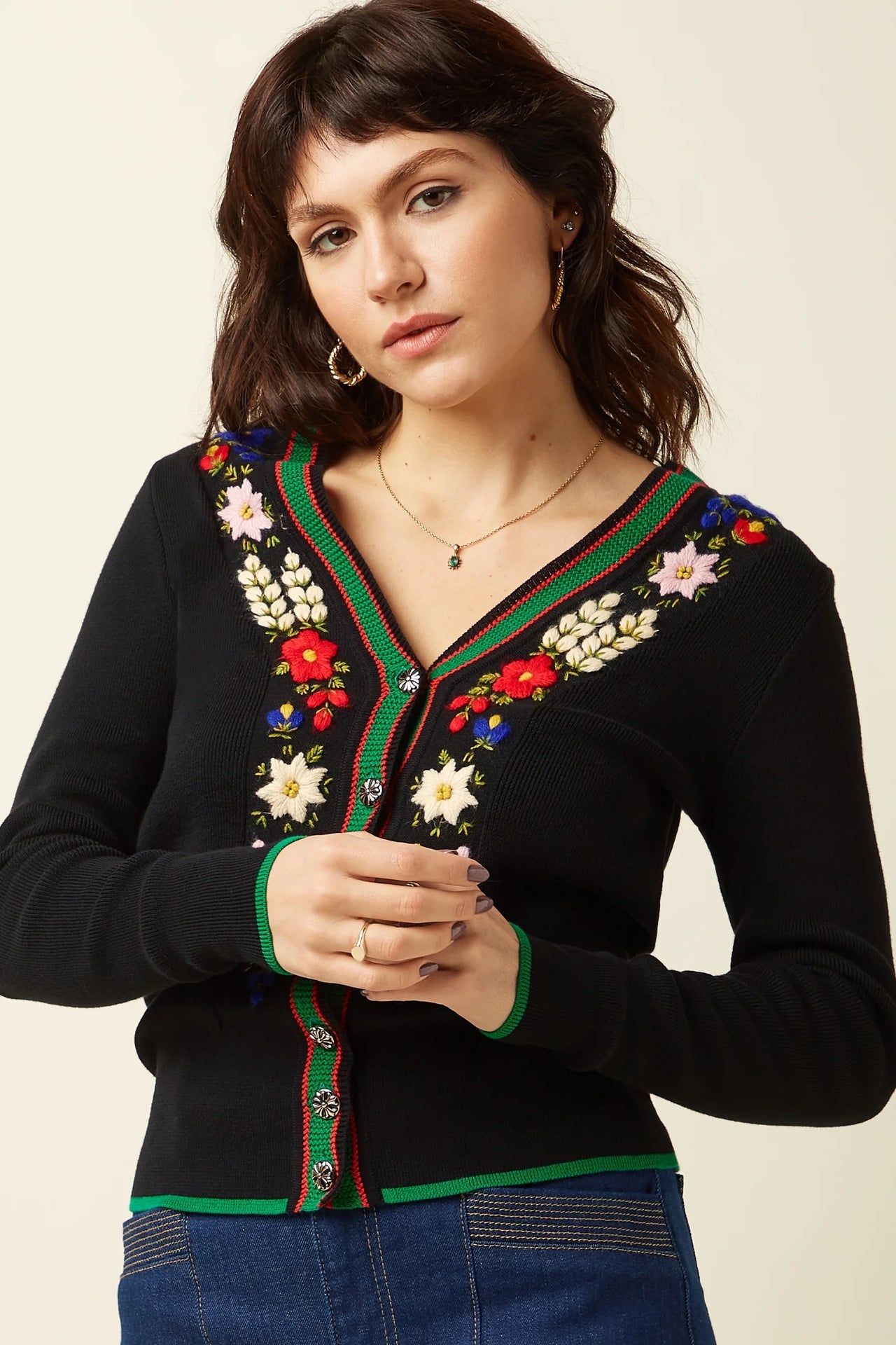 V Rib Cardi Perry 001 Black