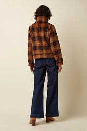Lichte bruine Vama Jacket Aloha Check van King Louie met kleurrijk ruitpatroon en knoopsluiting.