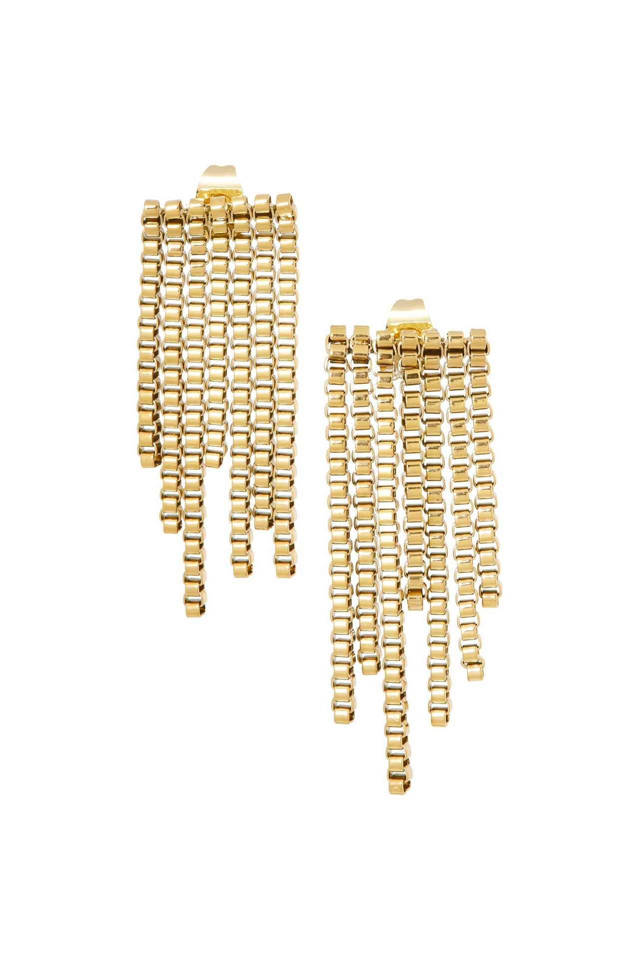 Vergulde Oorstekers "Chains" (4cm) goud - LEEF mode en accessoires