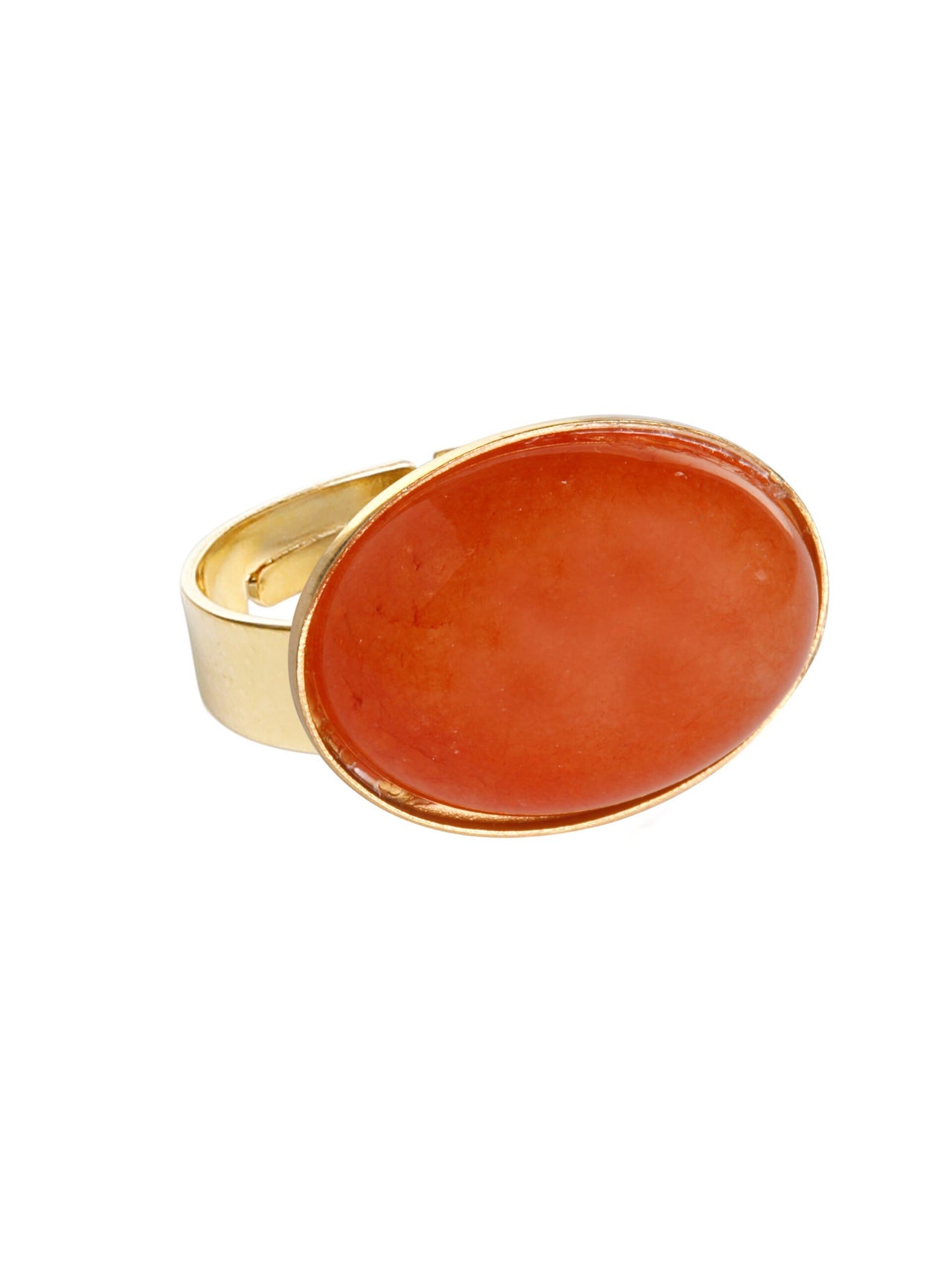 Vergulde ring met steen warm rood