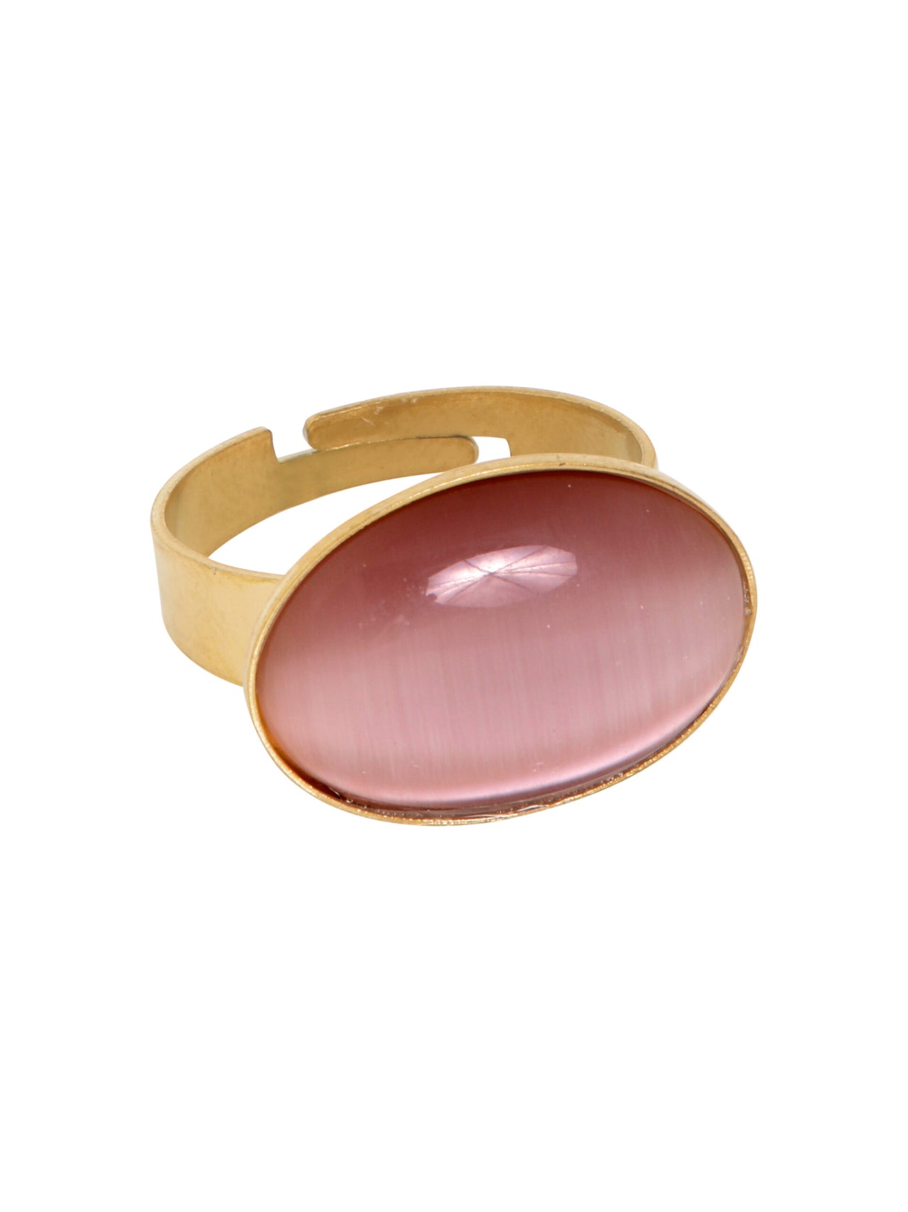 Vergulde ring met steen warm roze