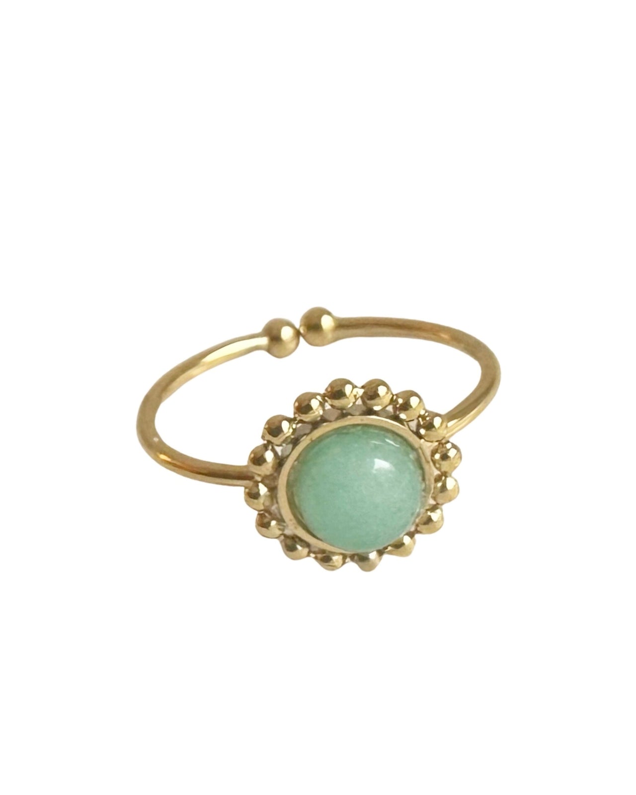 Vintage ringetje met gemstone  licht groen - LEEF mode en accessoires
