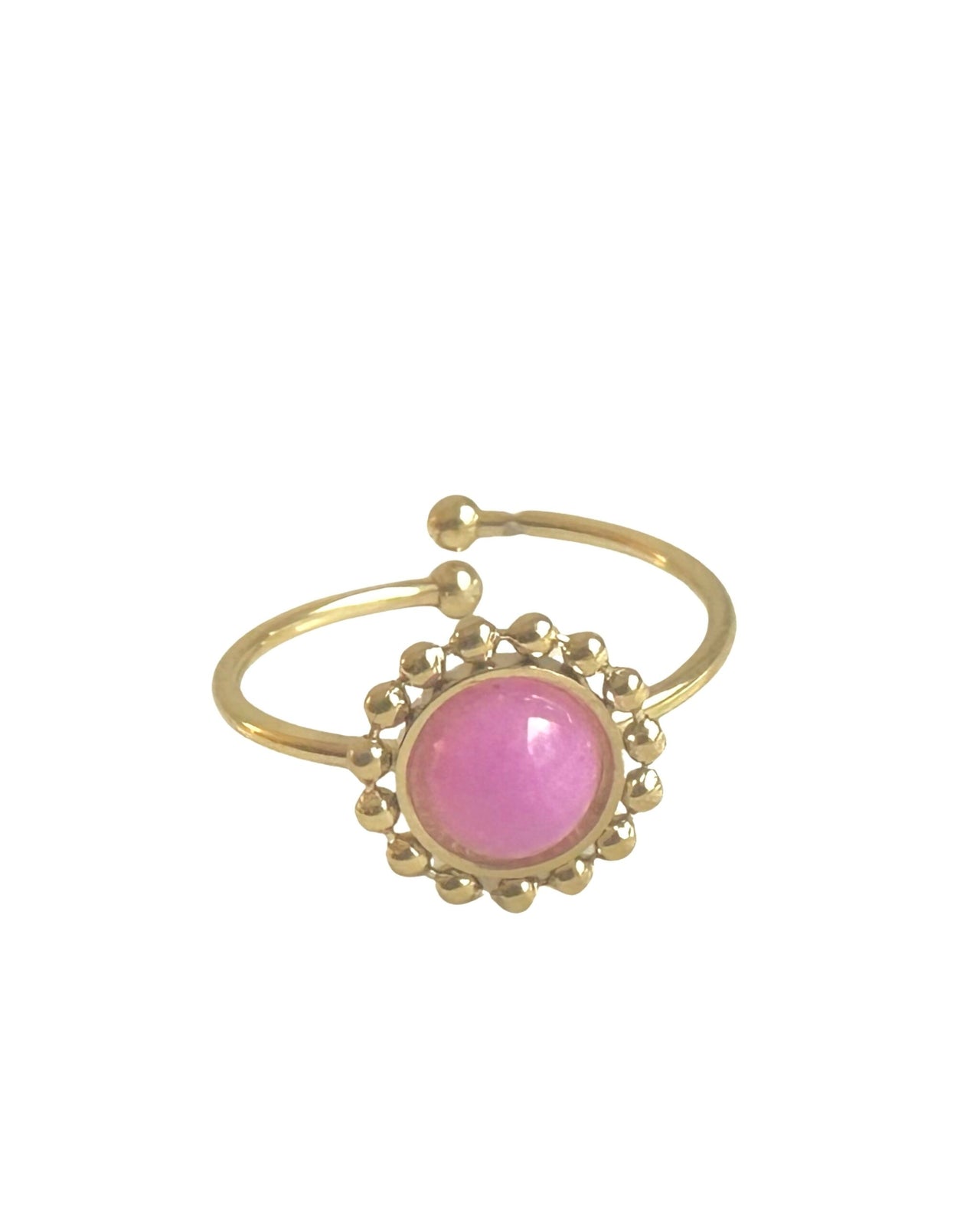 Vintage ringetje met gemstone  roze - LEEF mode en accessoires