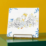Decoratief tegel met vogelmotief van StoryTiles, 10x10 cm, kleurrijk ontwerp met vogel en bloemen op keramische tegel