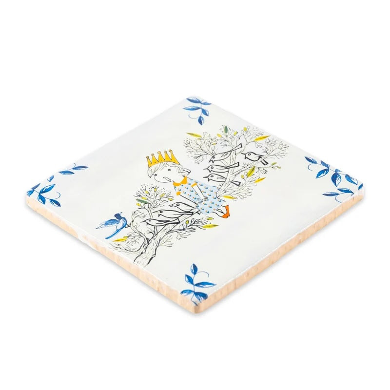 Decoratief vogelkoortje van StoryTiles, 10x10 cm, met kleurrijk vogelontwerp op keramische tegel