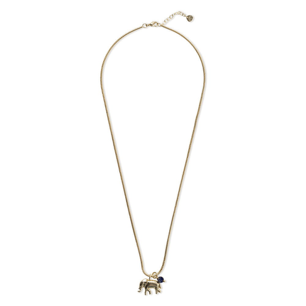 Elegante wild olifant Lapis Lazuli ketting van a Beautiful Story met natuurlijke blauwe edelsteen en zilveren details.