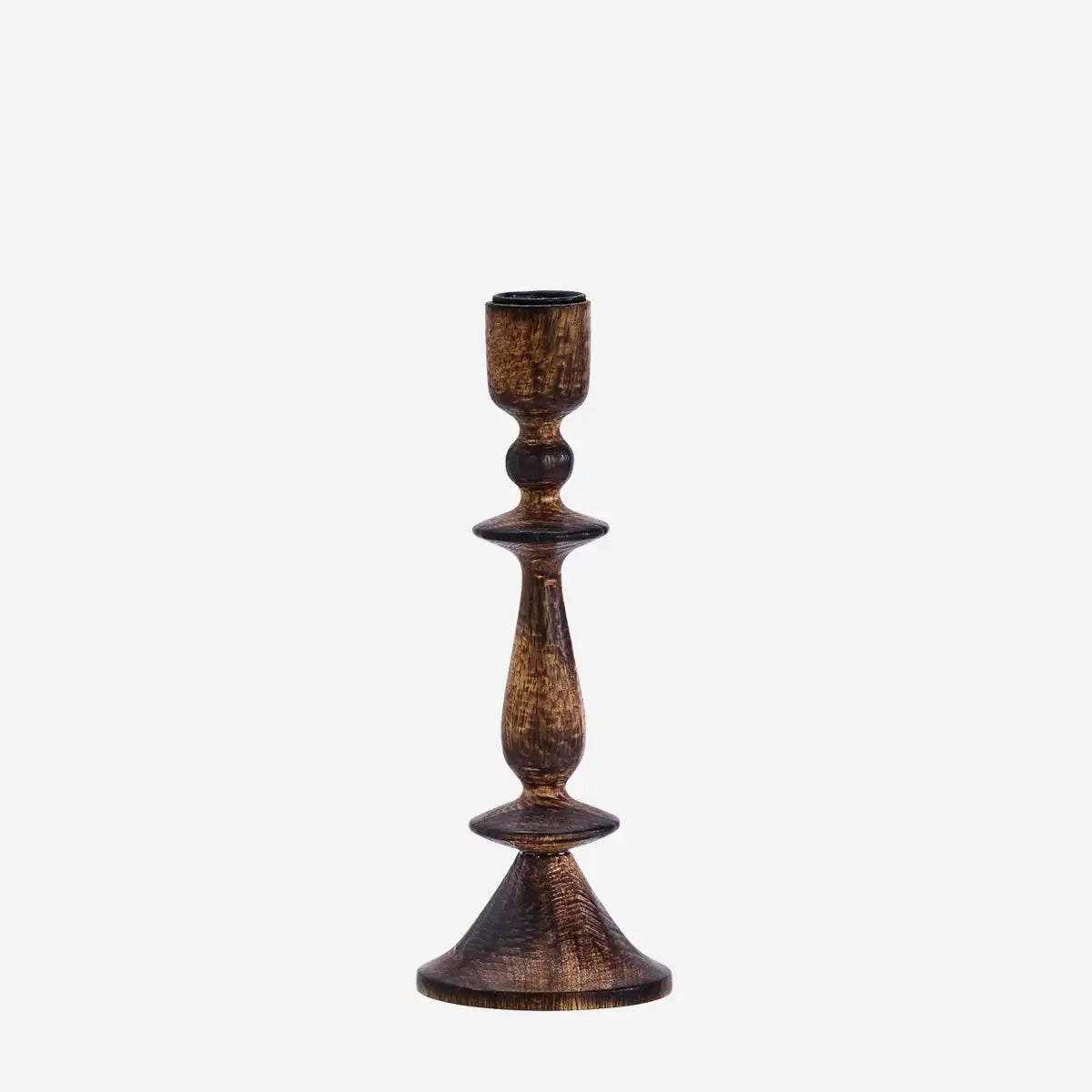 Wooden Candler Holder H:20cm Dark Naturel