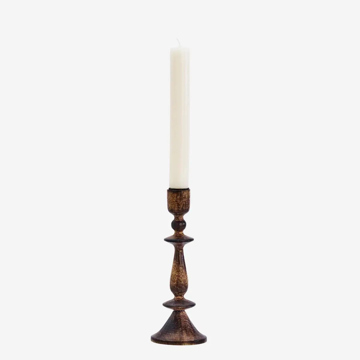 Wooden Candler Holder H:20cm Dark Naturel