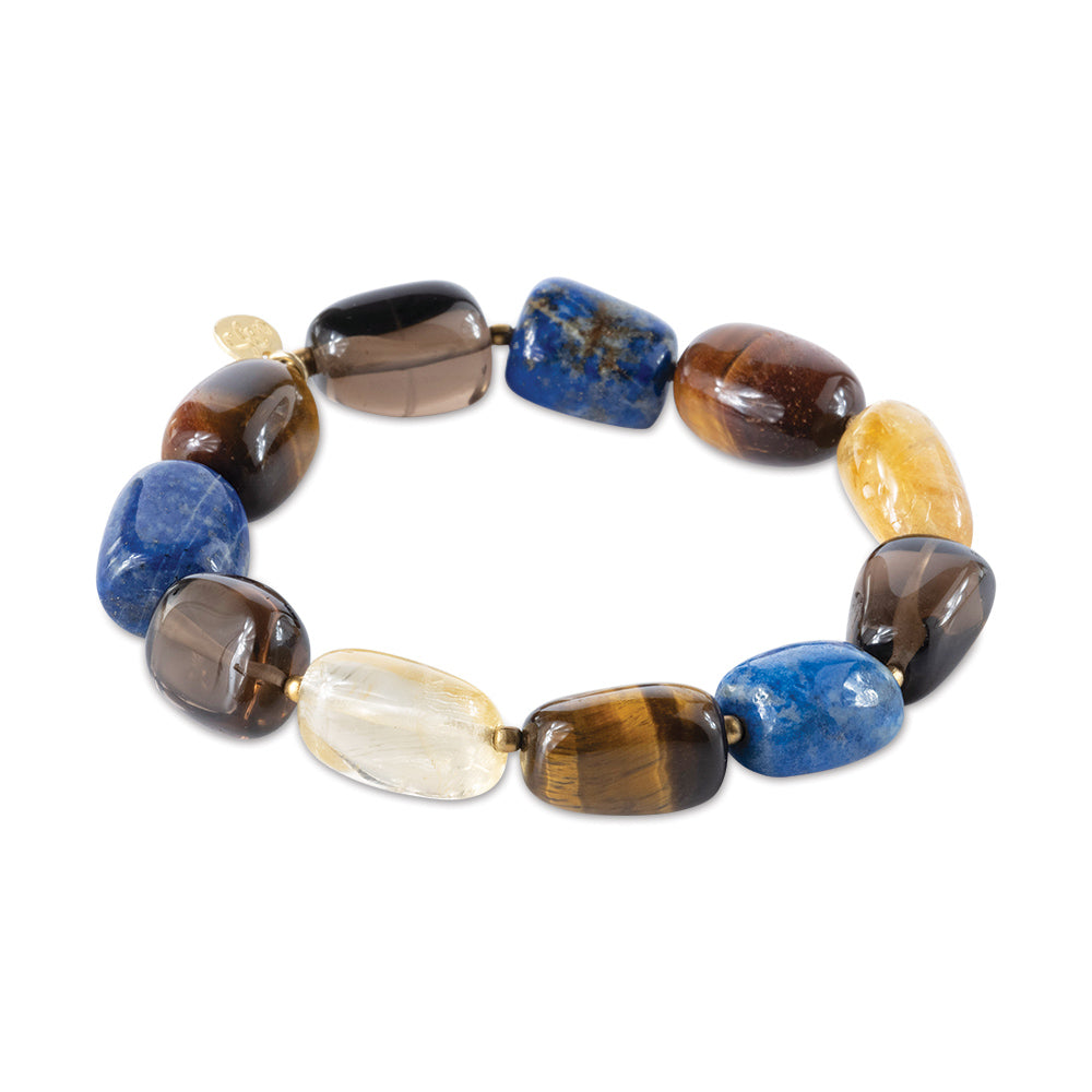 Worthy Tiger Eye Lapis Lazuli Smokey Quartz Citrine Bracelet  Tiger eye