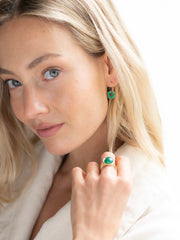 4-delige ring met ronde gemstone groen - LEEF mode en accessoires