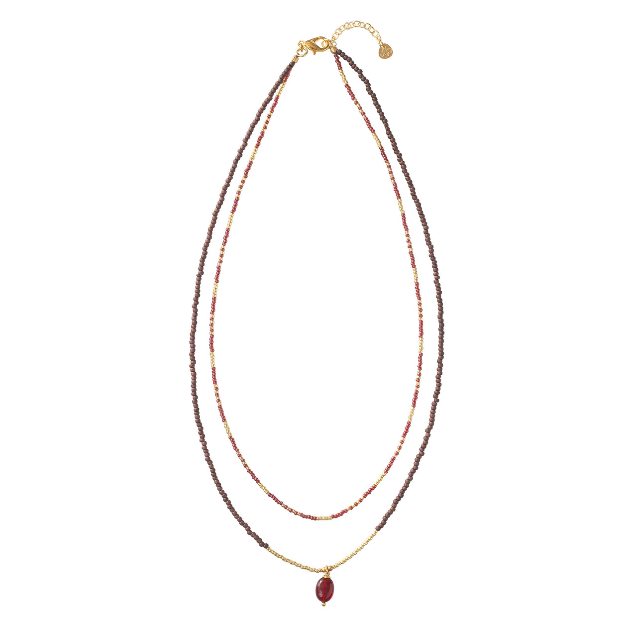 Admire Garnet Gold Necklace Garnet - LEEF mode en accessoires