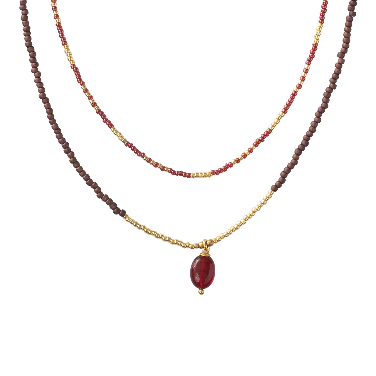 Admire Garnet Gold Necklace Garnet - LEEF mode en accessoires