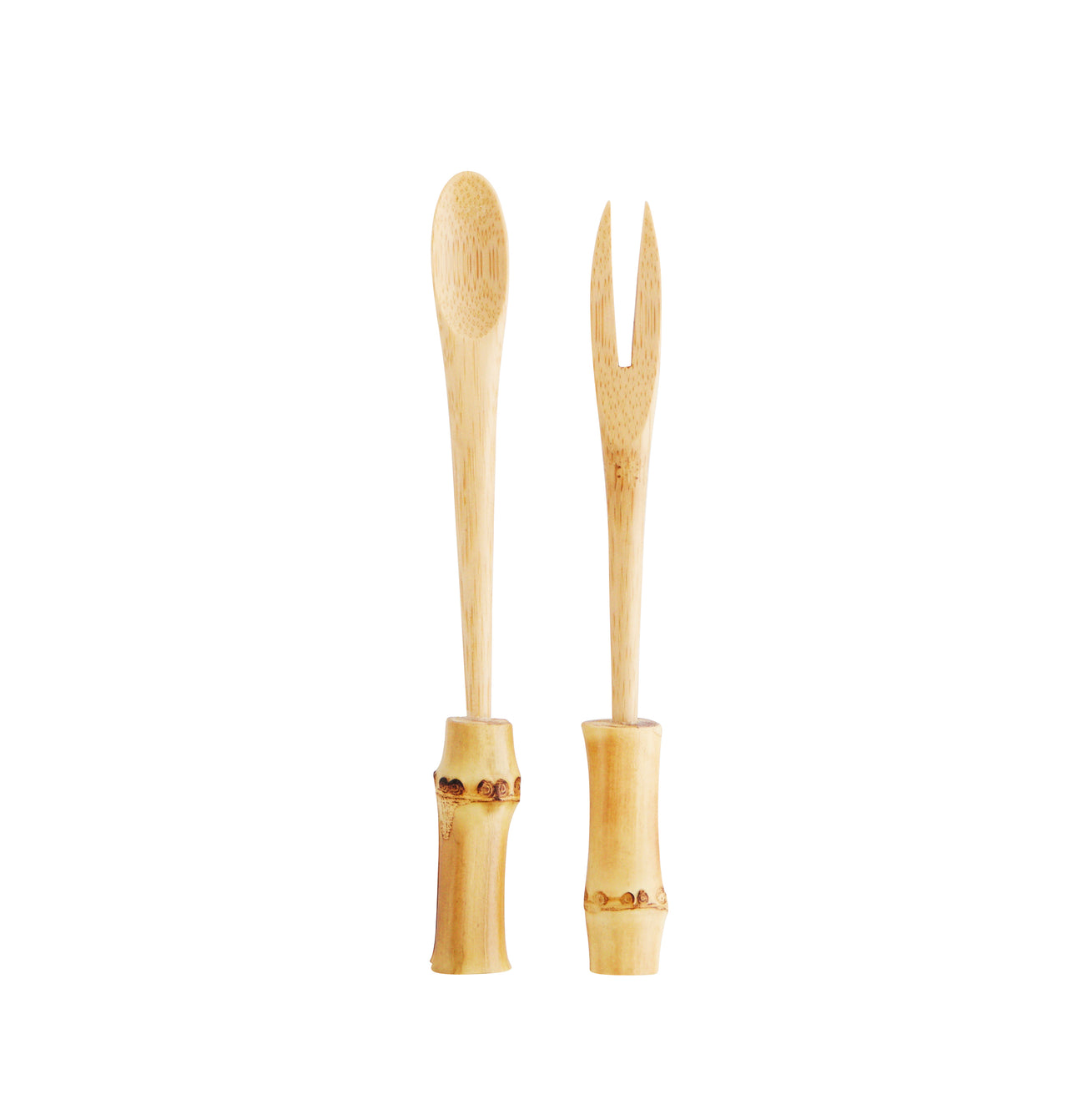 Bamboo spoon and fork Natural van Madam Stoltz te koop bij LEEF mode en accessoires Meppel