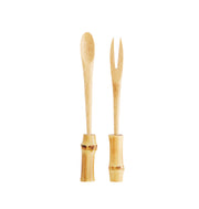 Bamboo spoon and fork Natural van Madam Stoltz te koop bij LEEF mode en accessoires Meppel