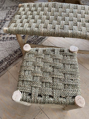 Bench natural wood with rope seating  Natural van Household Hardware te koop bij LEEF mode en accessoires Meppel