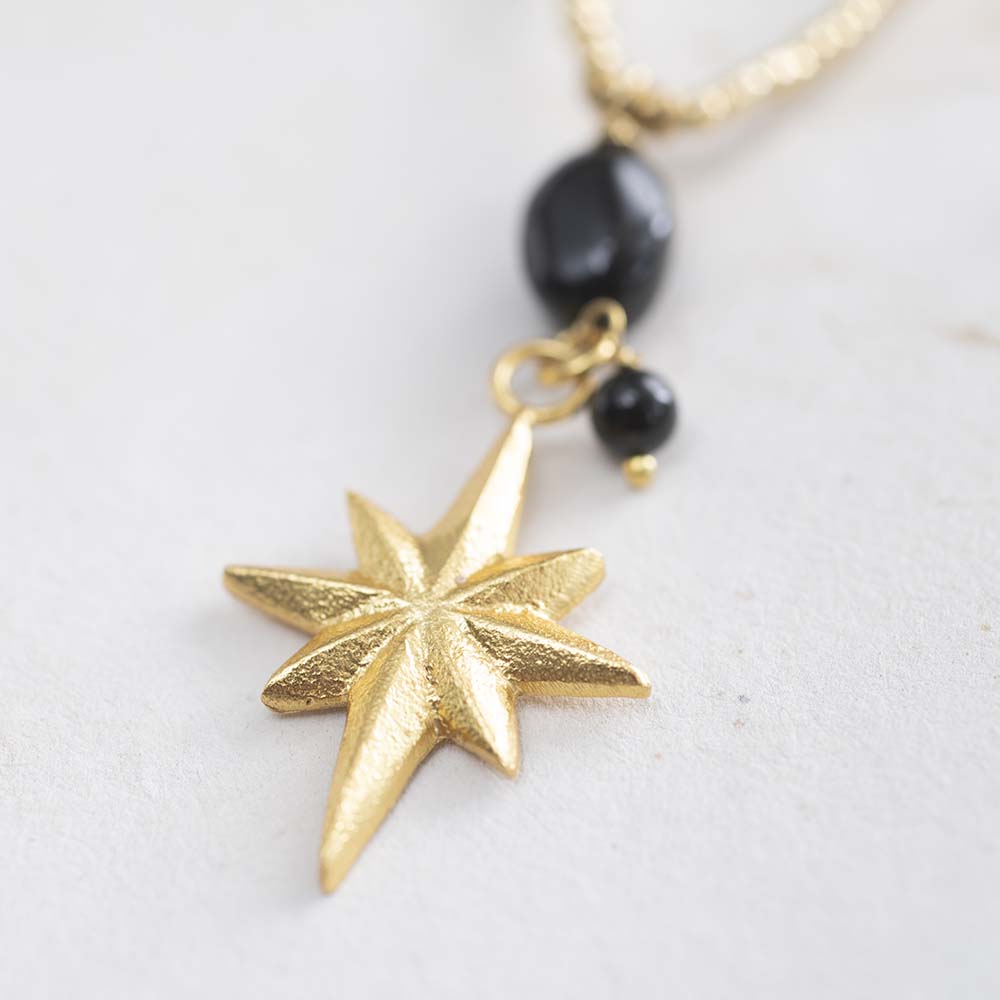 Blessing Black Onyx Gold Necklace Black onyx - LEEF mode en accessoires