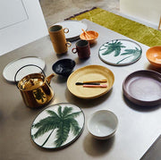 Bold & Basic Ceramics Porcelain Dinner Plate Palms Green van HKliving te koop bij LEEF mode en accessoires Meppel