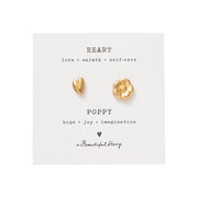Brooch Set Poppy Flower-Heart GP Poppy Flower-Heart - LEEF mode en accessoires
