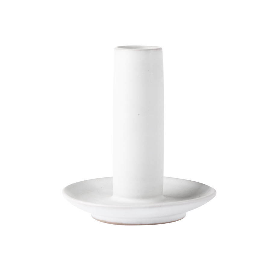Ceramic candle holder L white  White van HKliving te koop bij LEEF mode en accessoires Meppel