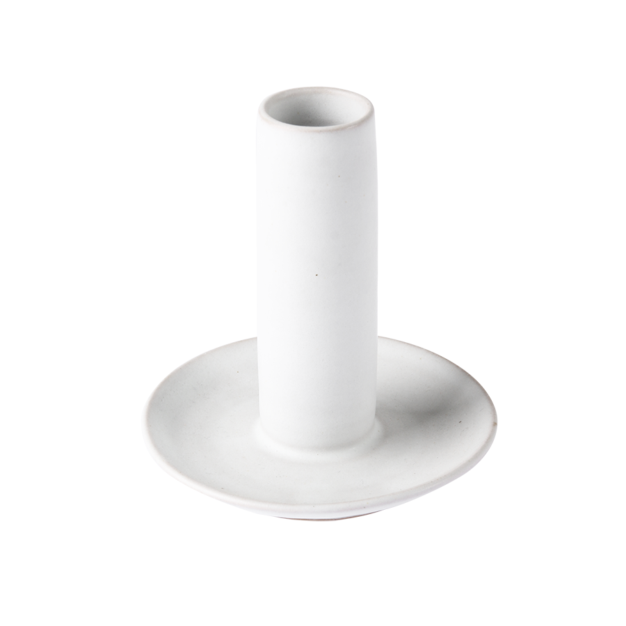 Ceramic candle holder L white  White van HKliving te koop bij LEEF mode en accessoires Meppel