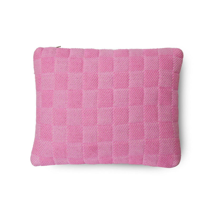 Checkered Woven Cushion Grapefruit - LEEF mode en accessoires