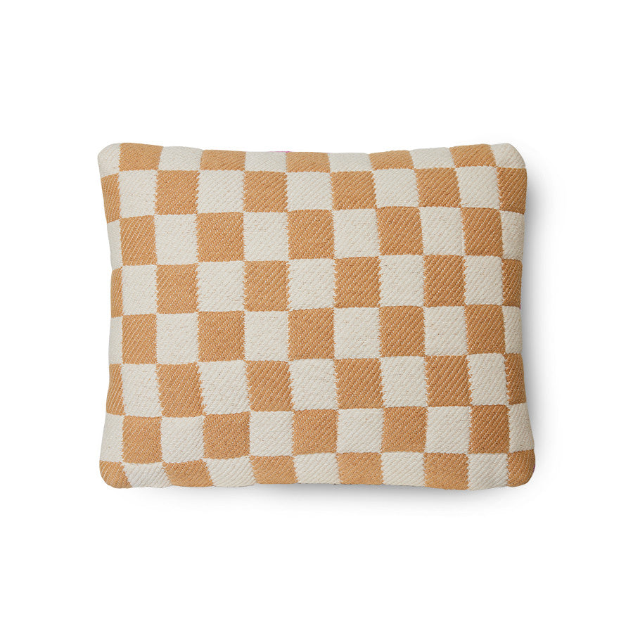 Checkered Woven Cushion Grapefruit - LEEF mode en accessoires