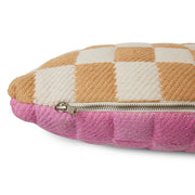 Checkered Woven Cushion Grapefruit - LEEF mode en accessoires
