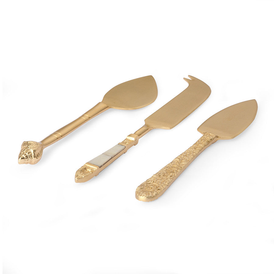 Cheese knives gold set of 3 Gold - LEEF mode en accessoires