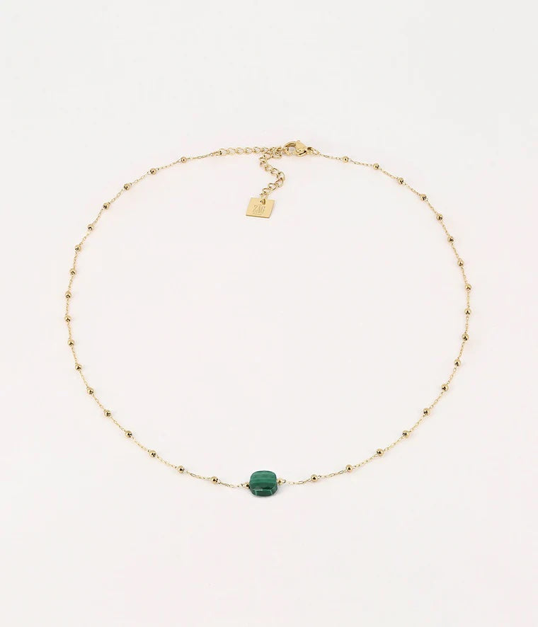 Collier Necklace Dore Vert. Gold green van Zag Bijoux Paris te koop bij LEEF mode en accessoires Meppel