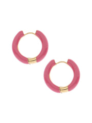 Creolen emaille (2cm) felroze - LEEF mode en accessoires