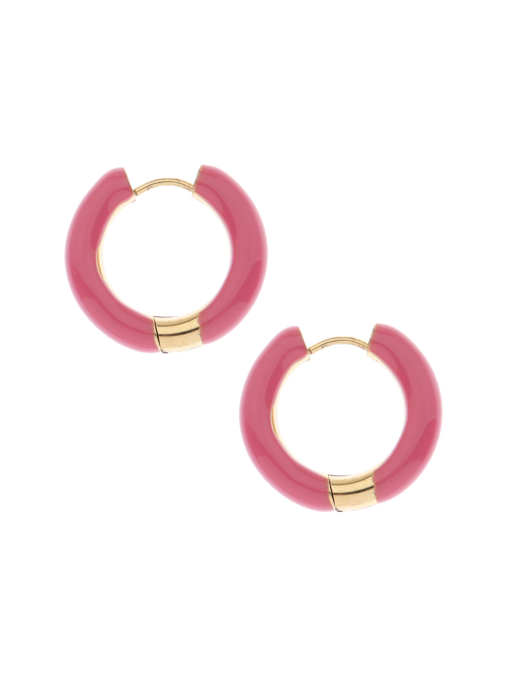 Creolen emaille (2cm) felroze - LEEF mode en accessoires