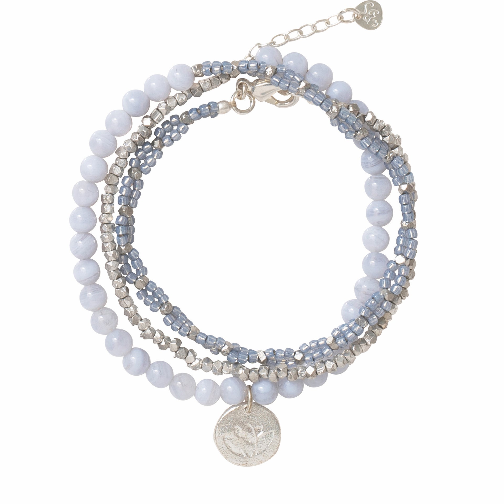 Dazzle Blue Lace Agate Silver Bracelet - LEEF mode en accessoires