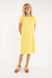 Domingo Dress 3551 Bright Yellow/Off whi van Danefae te koop bij LEEF mode en accessoires Meppel