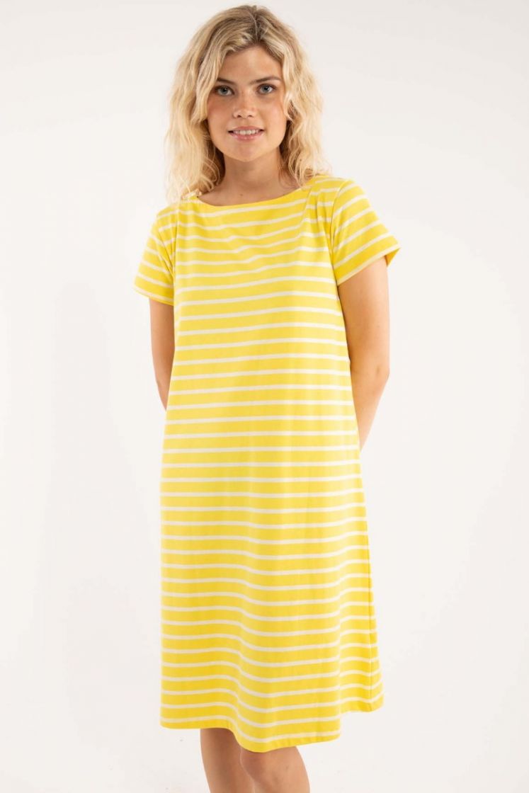 Domingo Dress 3551 Bright Yellow/Off whi van Danefae te koop bij LEEF mode en accessoires Meppel