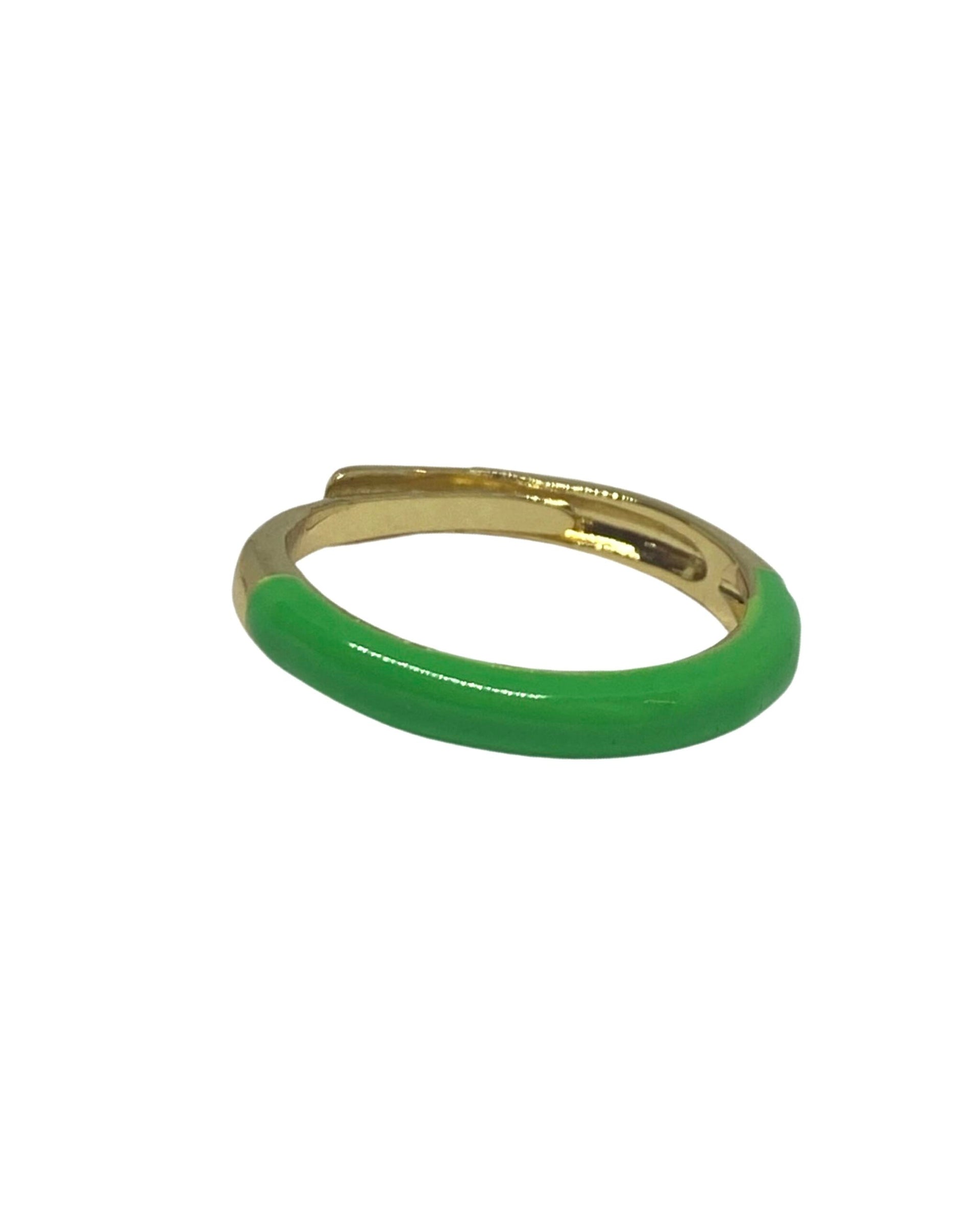 Emaille ring glad  groen - LEEF mode en accessoires
