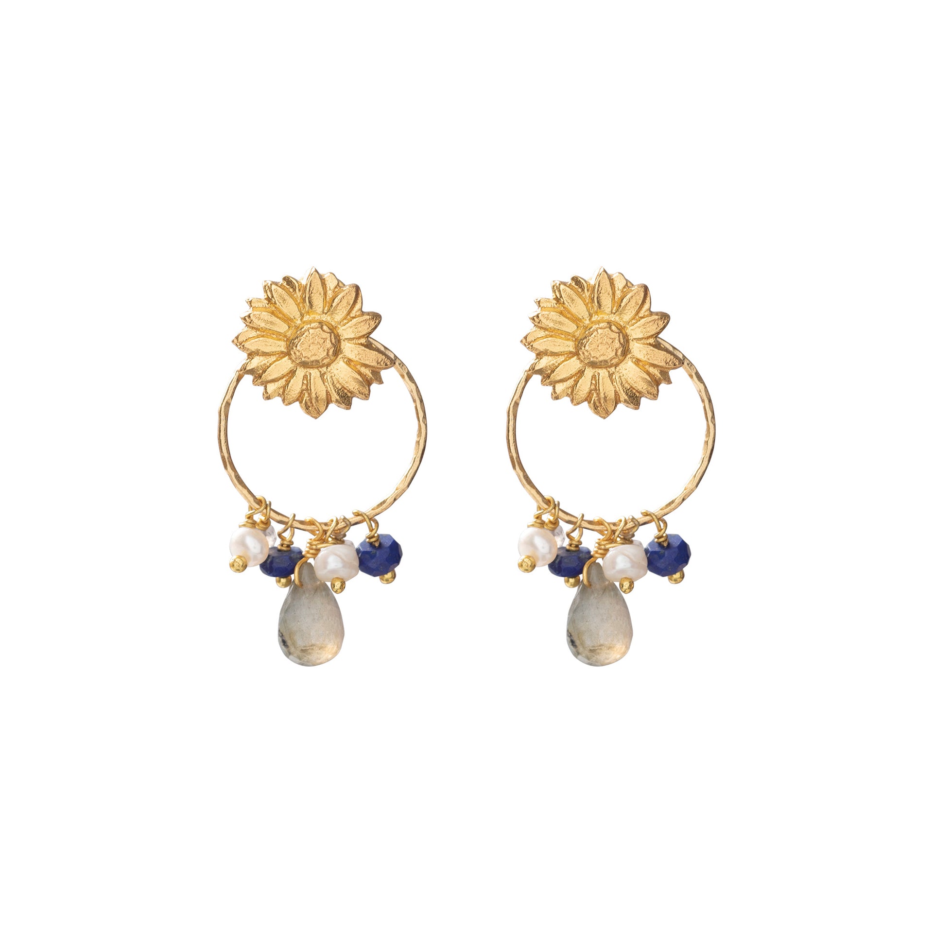 Euphoria Labradorite Lapis Lazuli GP Earrings Labradorite - LEEF mode en accessoires