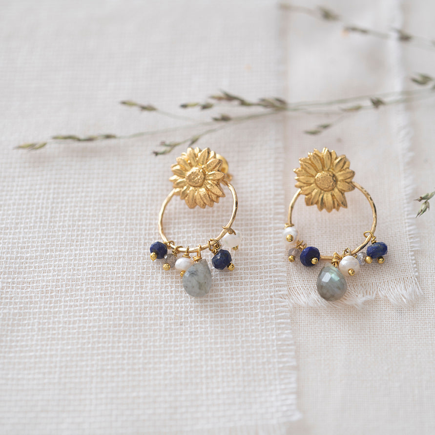Euphoria Labradorite Lapis Lazuli GP Earrings Labradorite - LEEF mode en accessoires