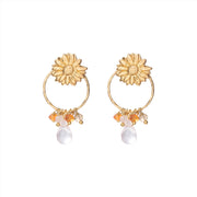 Euphoria Rose Quartz Citrine Carnelian GP Earrings Rose quartz - LEEF mode en accessoires