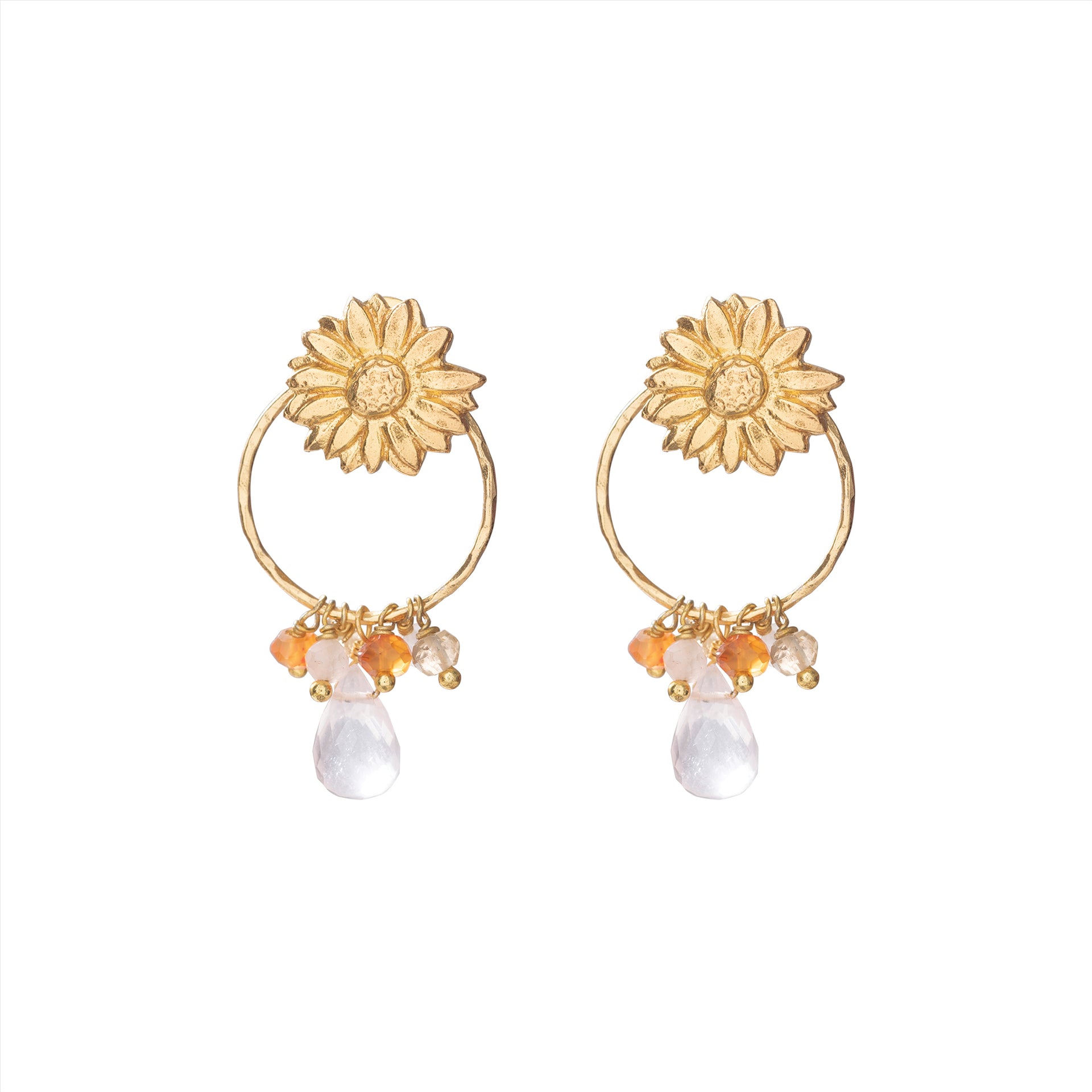 Euphoria Rose Quartz Citrine Carnelian GP Earrings Rose quartz - LEEF mode en accessoires