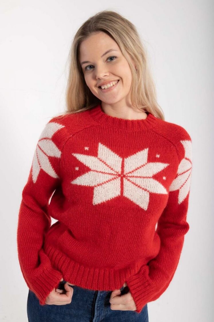 Fantastic Flakes Sweater 3702 Red/Chalk van Danefae te koop bij LEEF mode en accessoires Meppel
