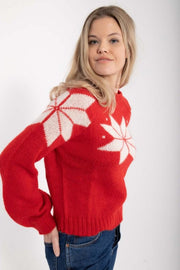 Fantastic Flakes Sweater 3702 Red/Chalk van Danefae te koop bij LEEF mode en accessoires Meppel