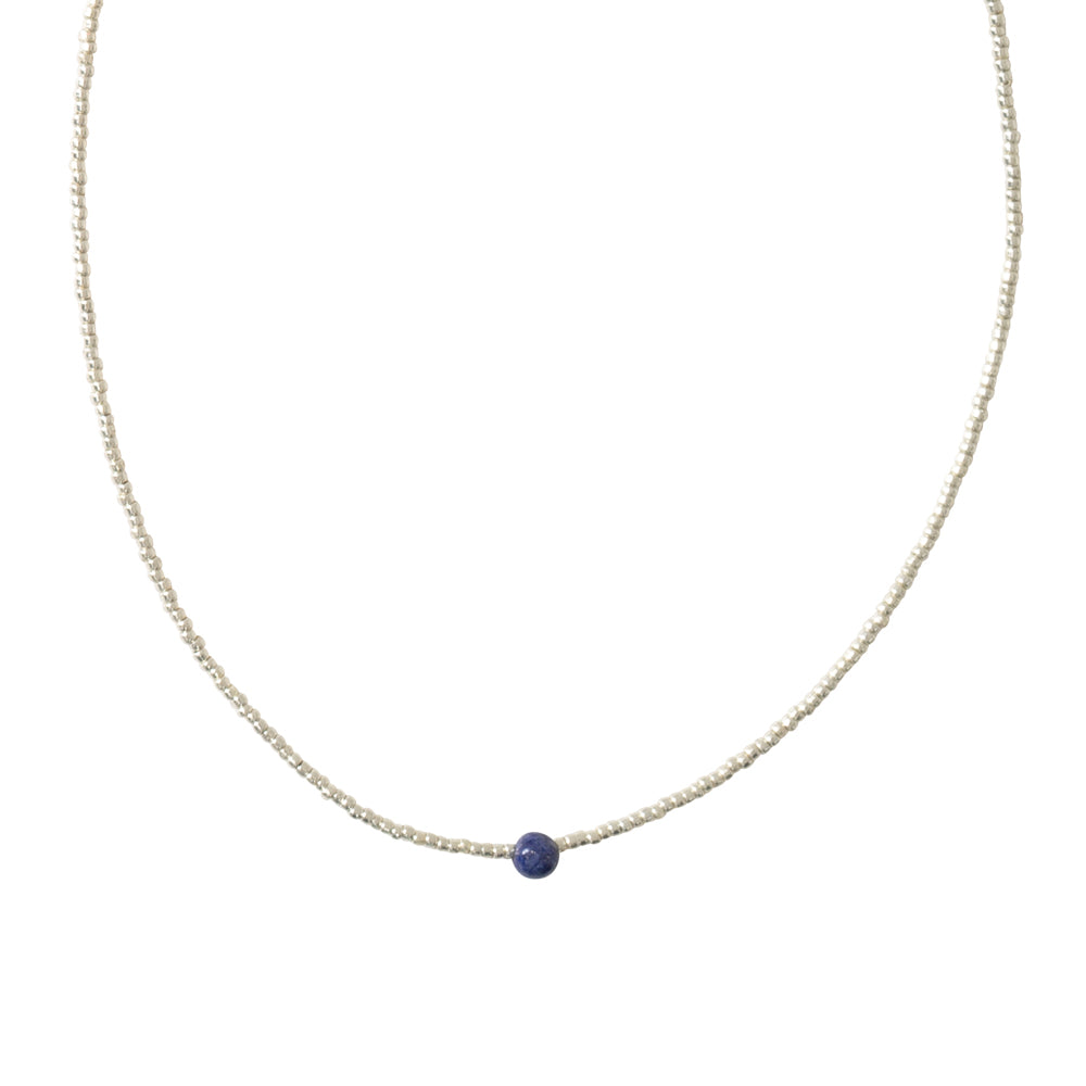 Flora Lapis Lazulli Silver Necklace Lapis Lazuli - LEEF mode en accessoires