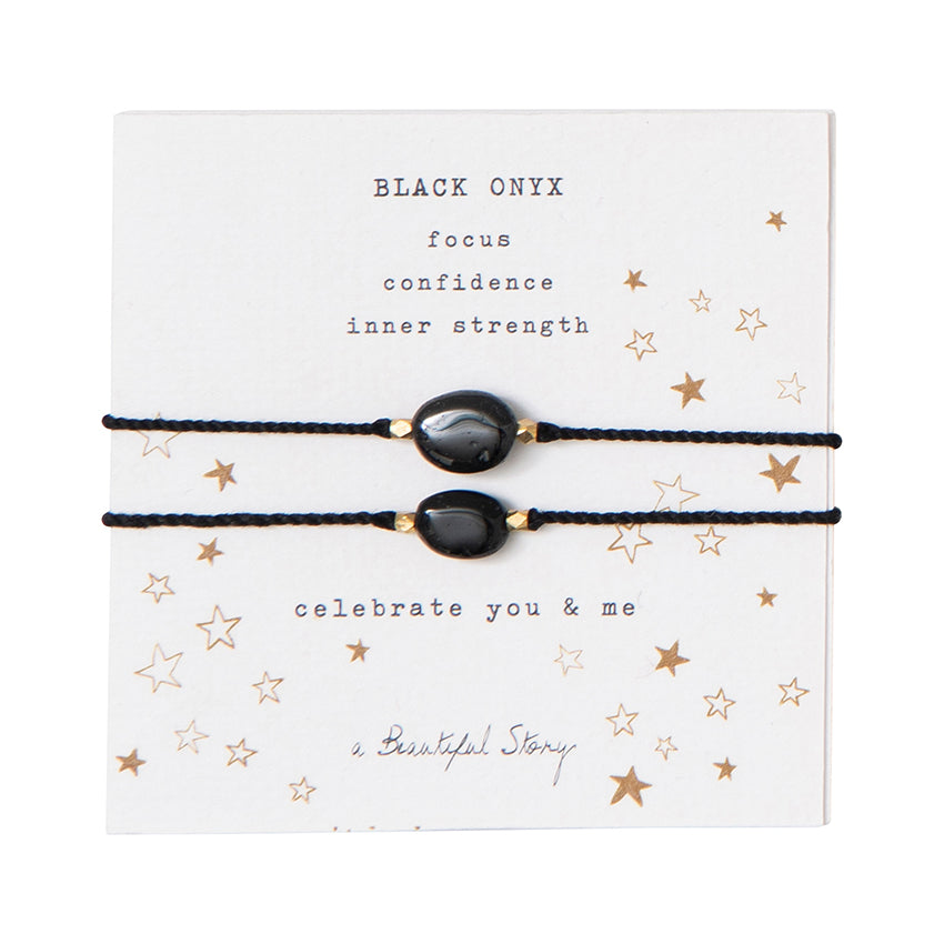 Gemstone Card You & Me Black Onyx Gold Black onyx - LEEF mode en accessoires