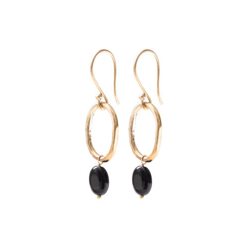 Graceful Blsck Onyx Gold Earrings Black onyx - LEEF mode en accessoires