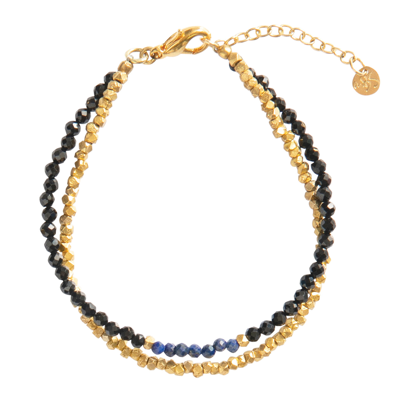 Gracious Black Onyx Lapis Lazuli  Gold Bracelet Black onyx - LEEF mode en accessoires