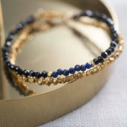 Gracious Black Onyx Lapis Lazuli  Gold Bracelet Black onyx - LEEF mode en accessoires