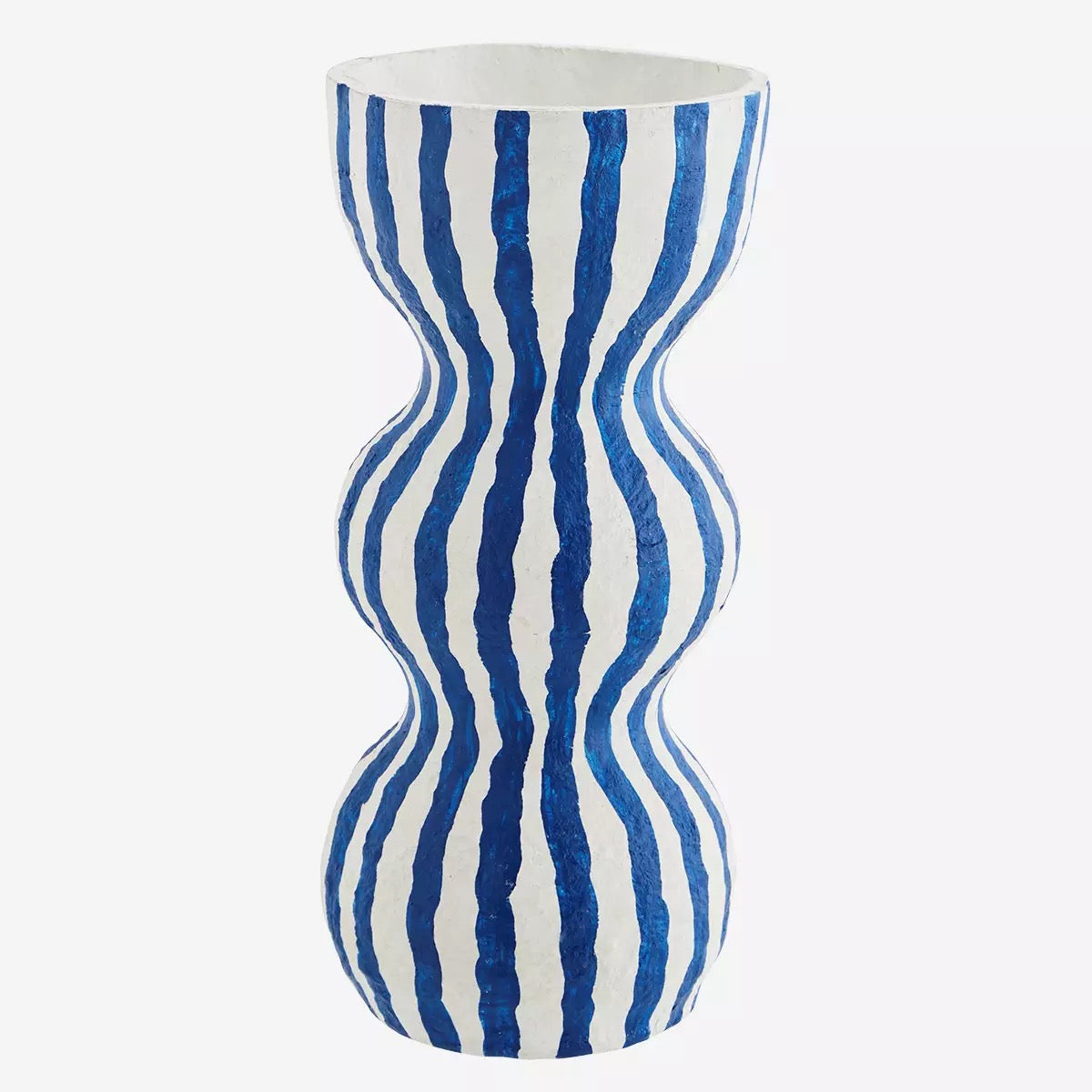 Hand Painted Paper Pulp Vase 13x22 White, Blue - LEEF mode en accessoires