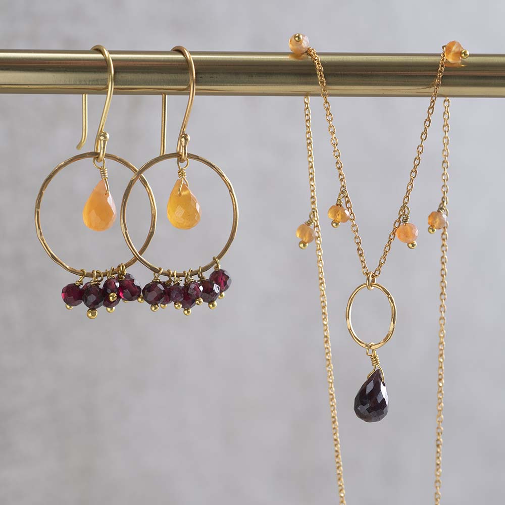 Heaven Carnelian Garnet Gold Necklace Carnelian - LEEF mode en accessoires